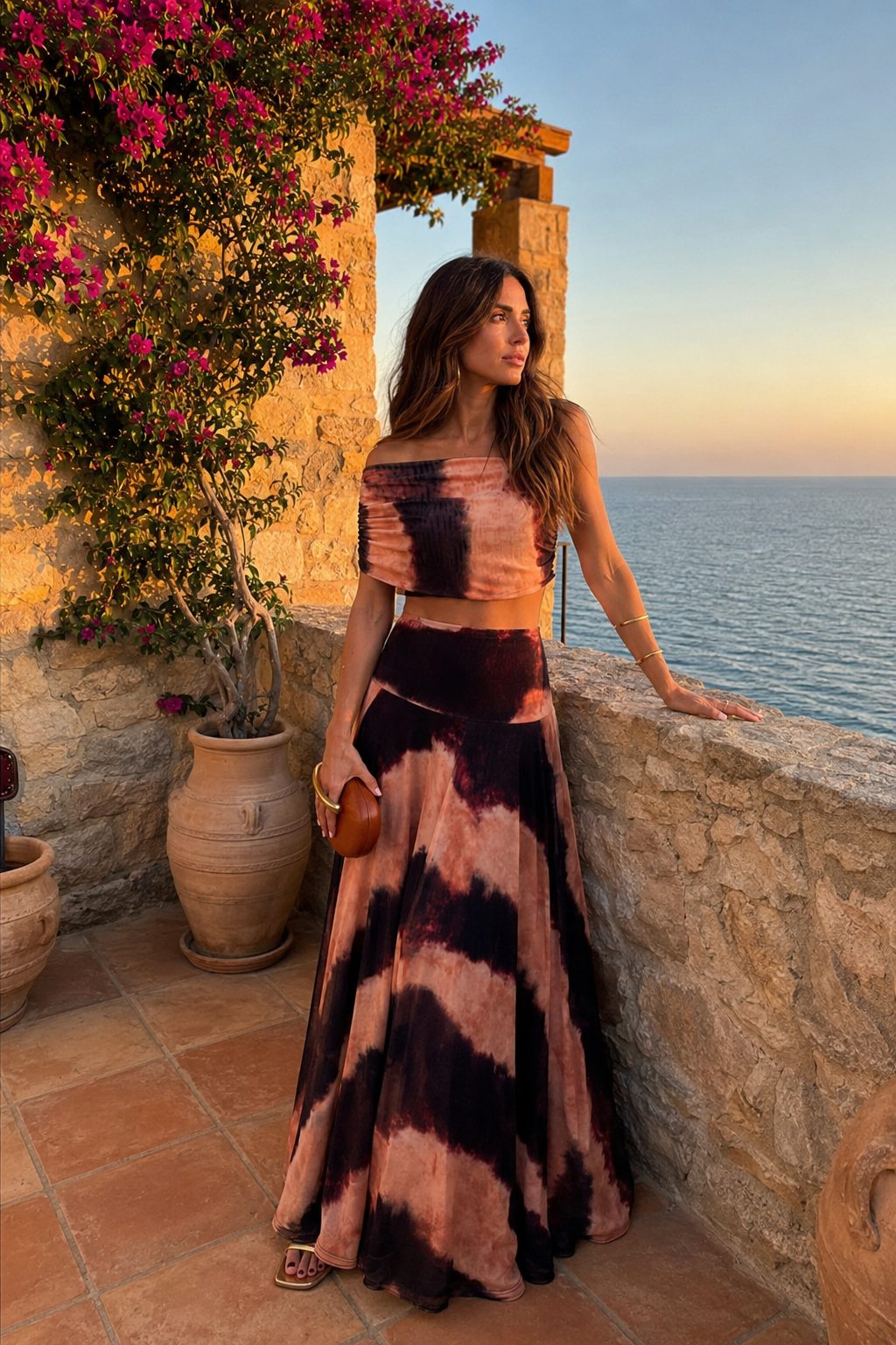 Orange and Brown Printed Toledo Dress