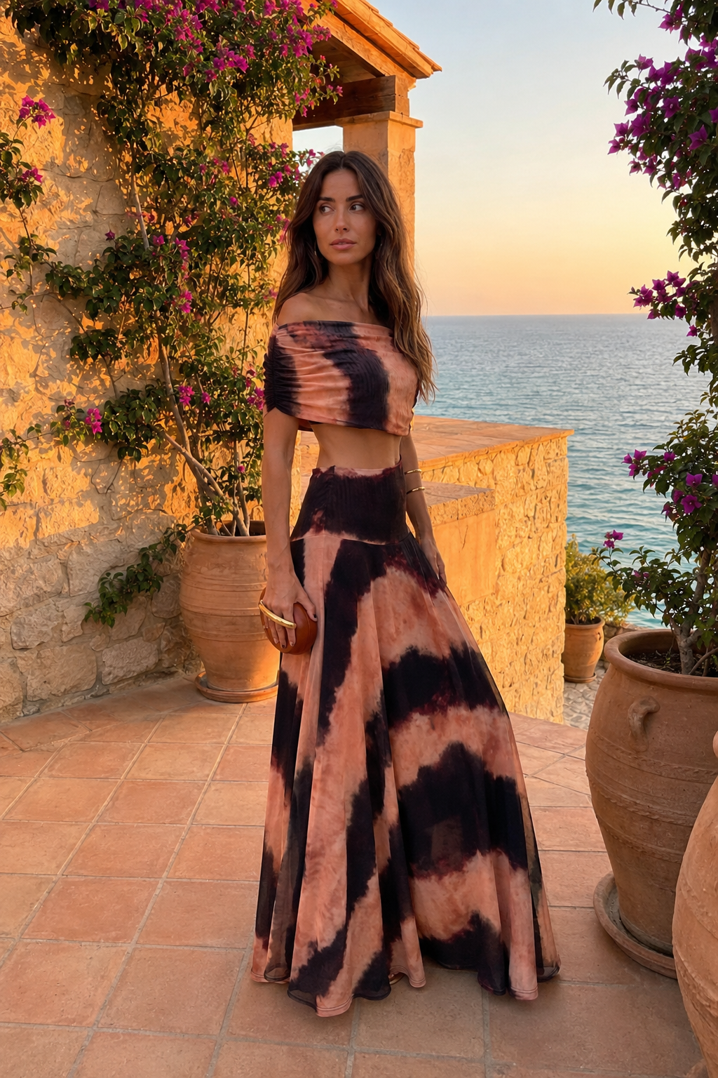 Orange and Brown Printed Toledo Dress