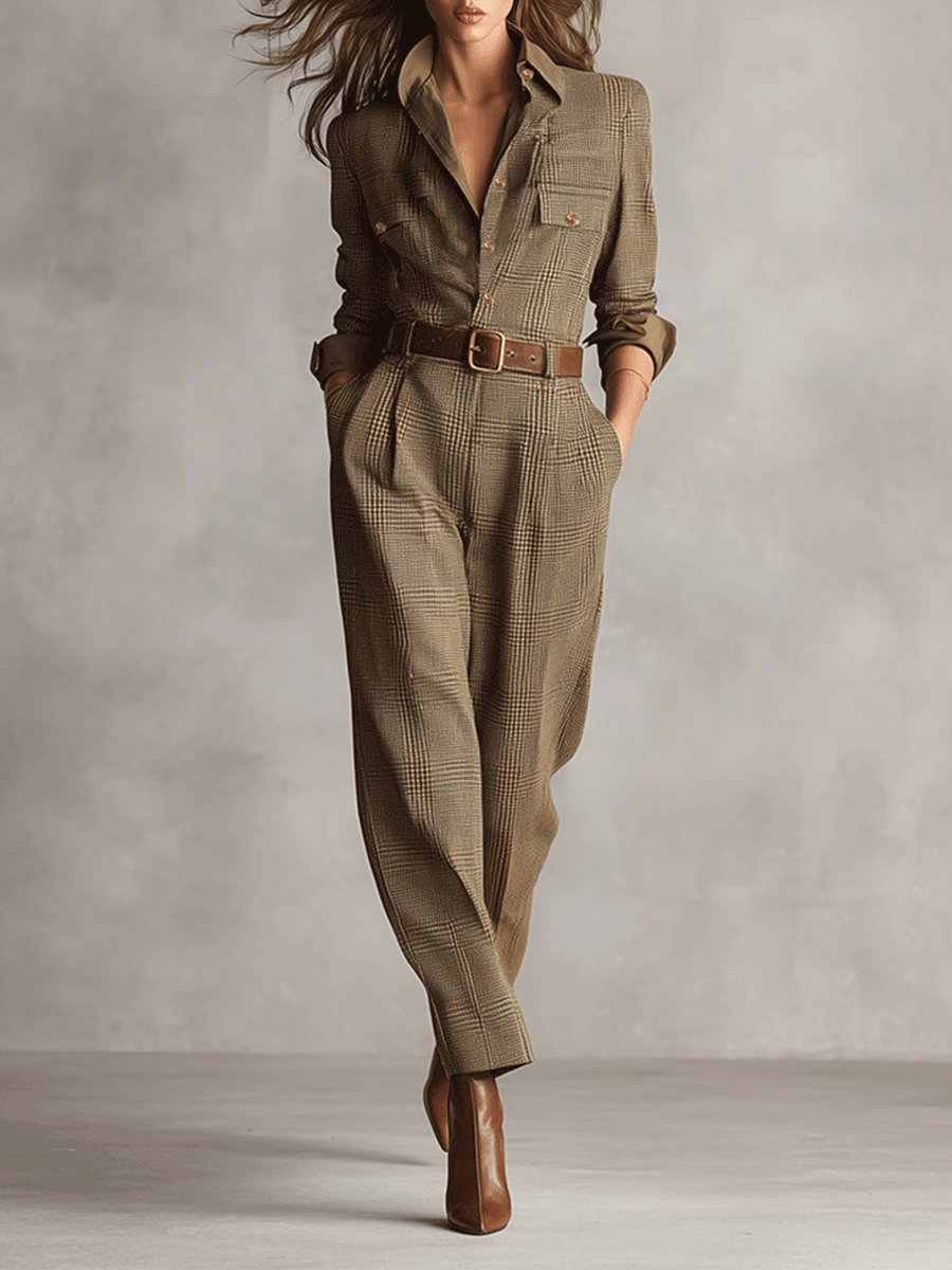 CELIA | Plaid Jumpsuit with Sophisticated Details