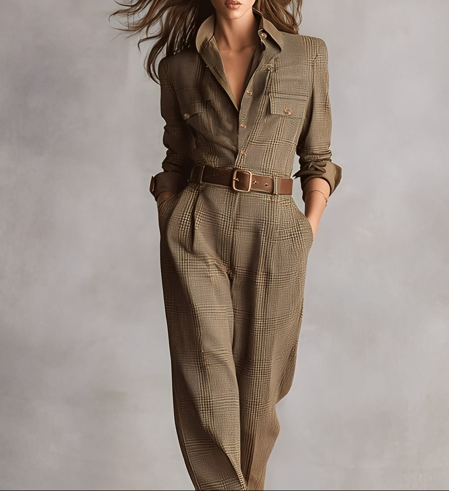 CELIA | Plaid Jumpsuit with Sophisticated Details