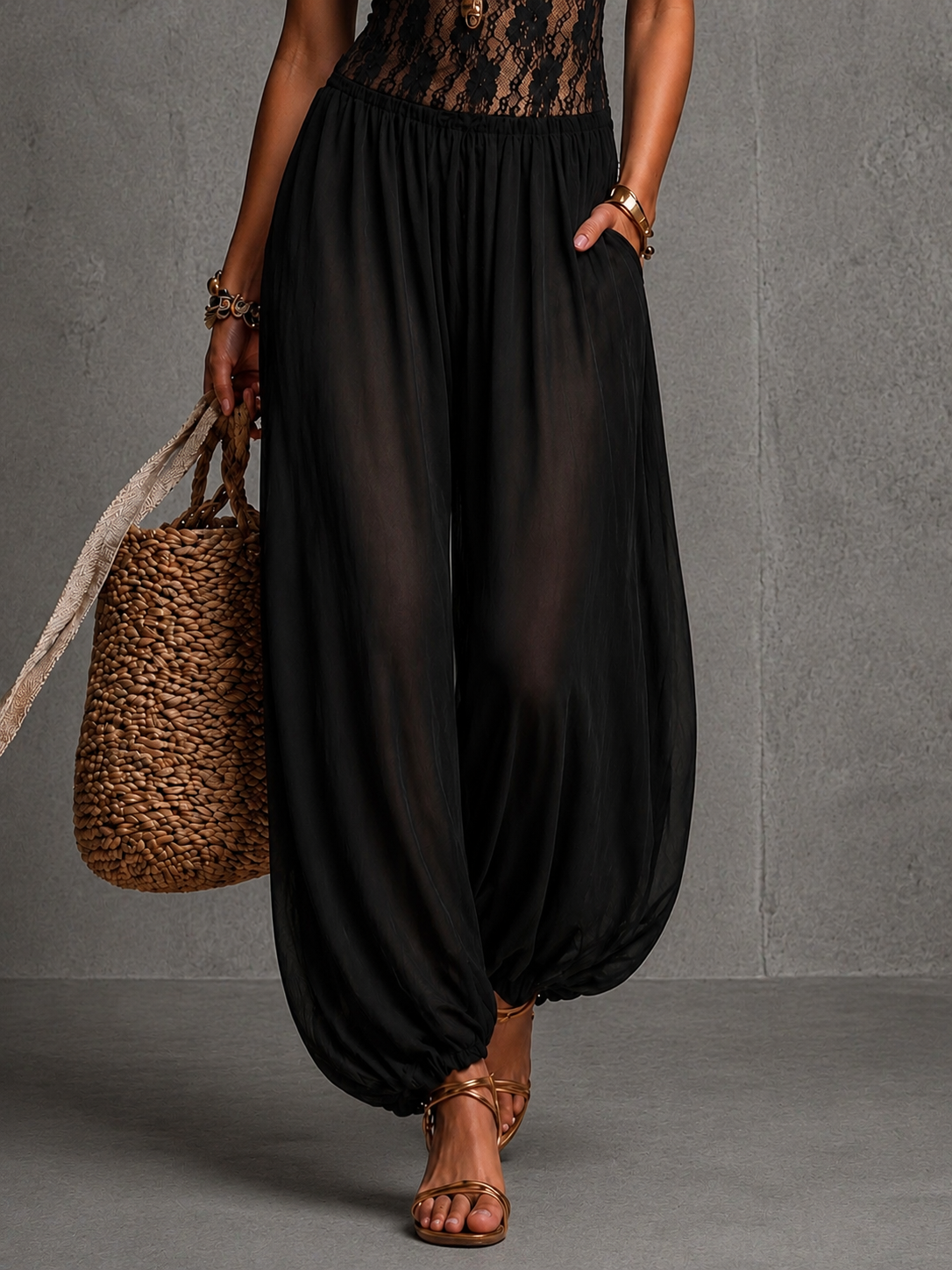 Laia - Flowy Lace Halter Jumpsuit