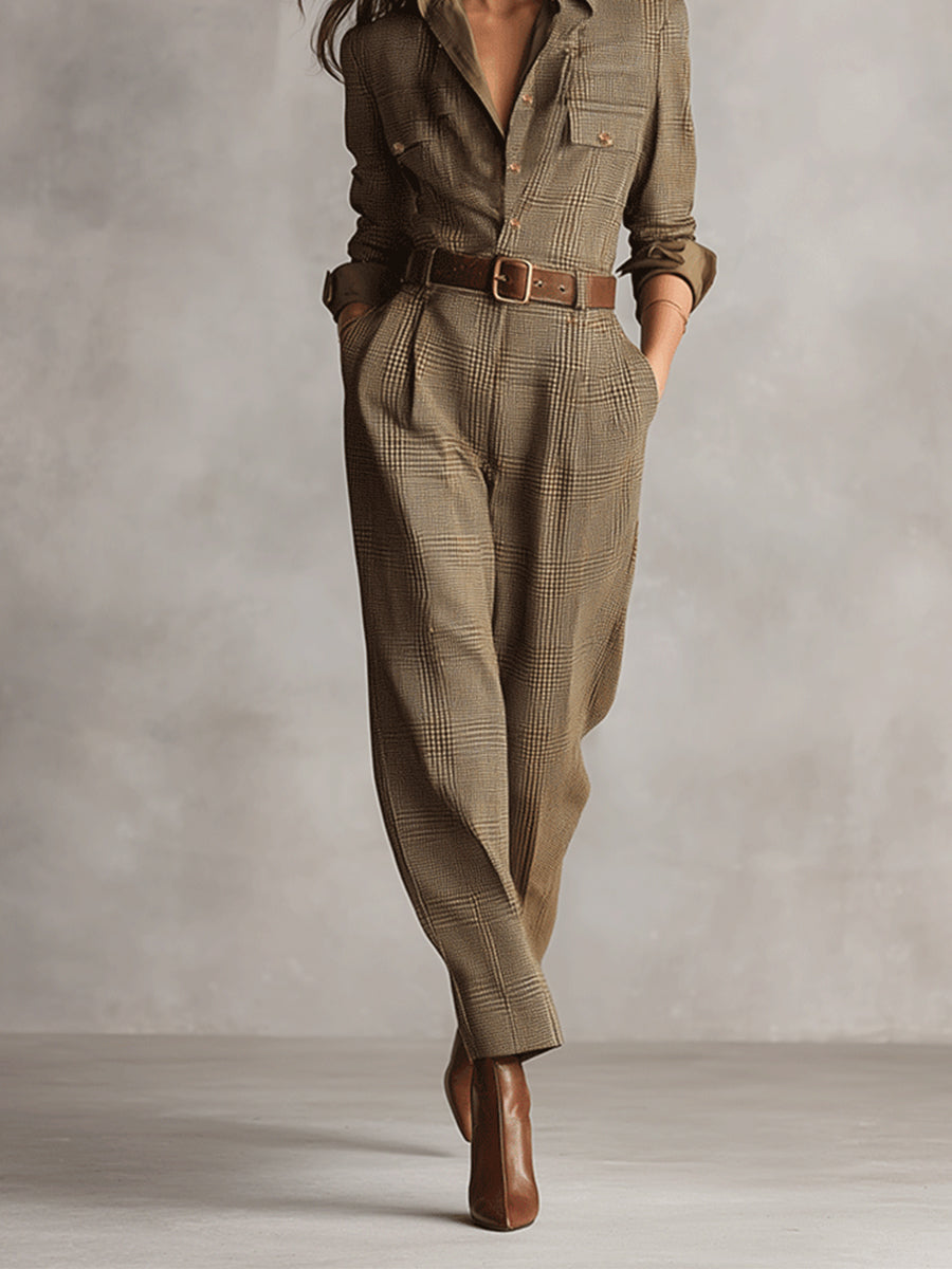 CELIA | Plaid Jumpsuit with Sophisticated Details