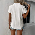 Solid Color V-Neck Casual Blouse