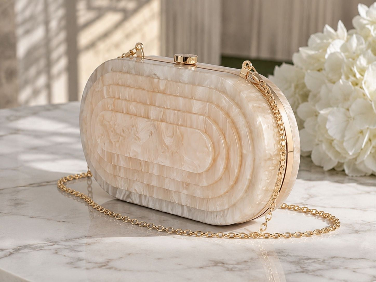 Marble-effect handbag