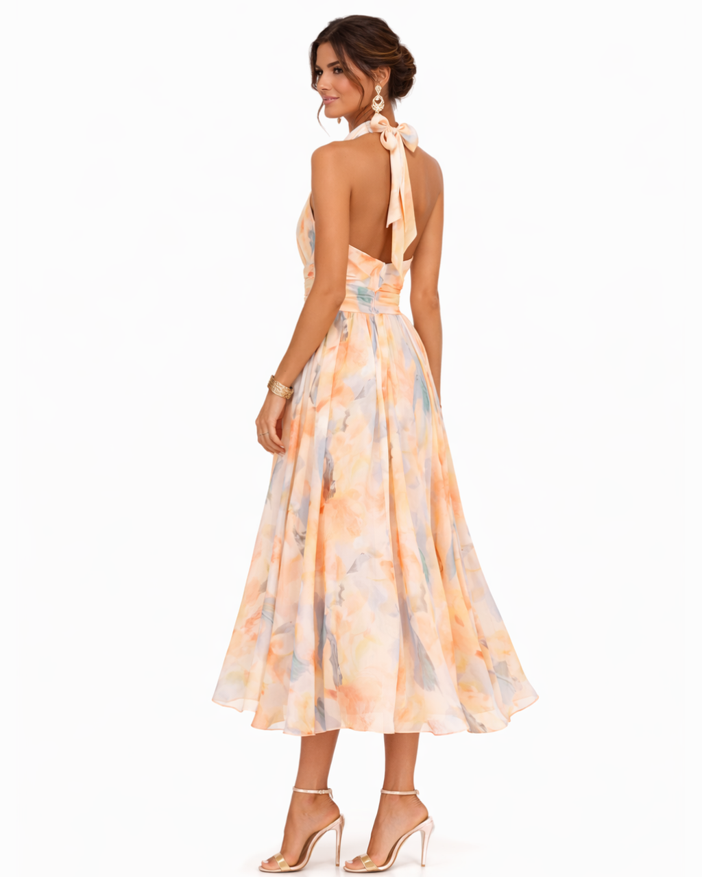 Aurora | Halter Dress with Watercolor Print