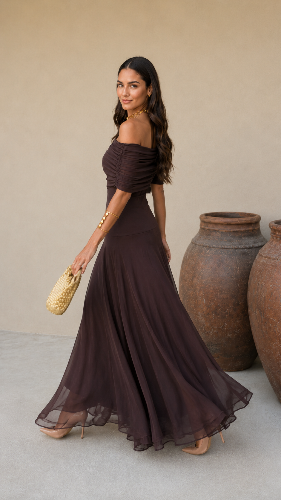 Toledo dress in brown