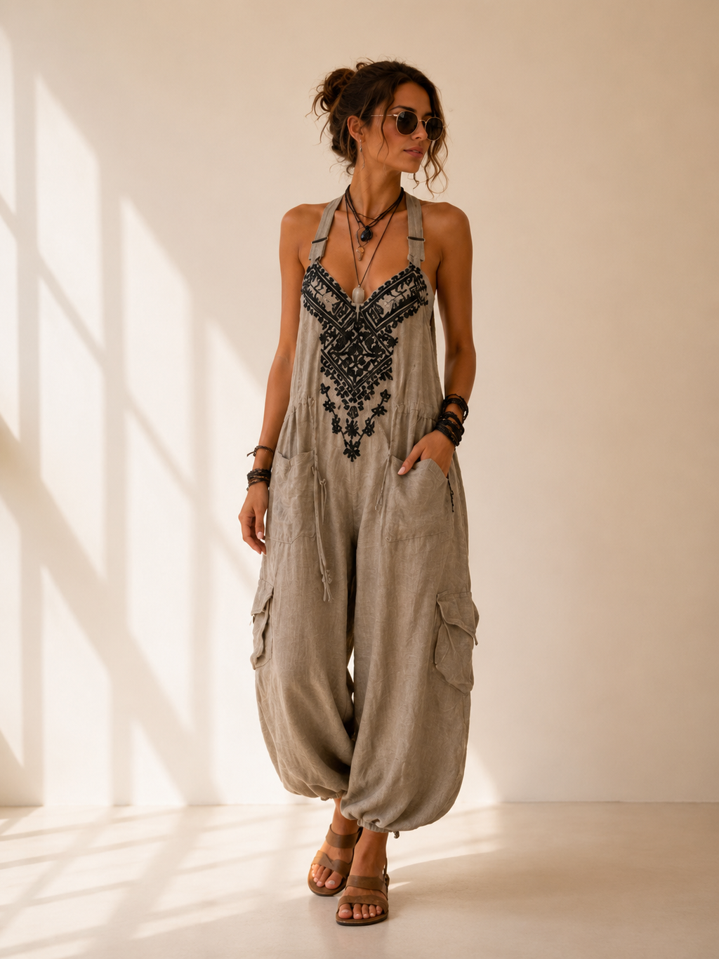 María Isabel | Embroidered boho jumpsuit