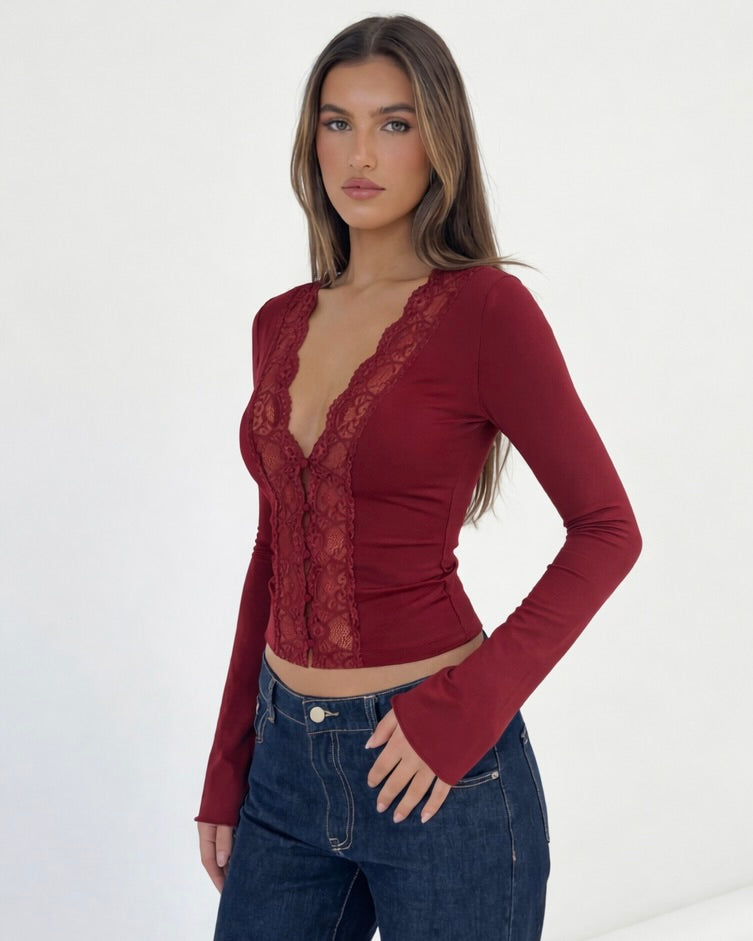 AMARA | Long Sleeve Lace Muse Top