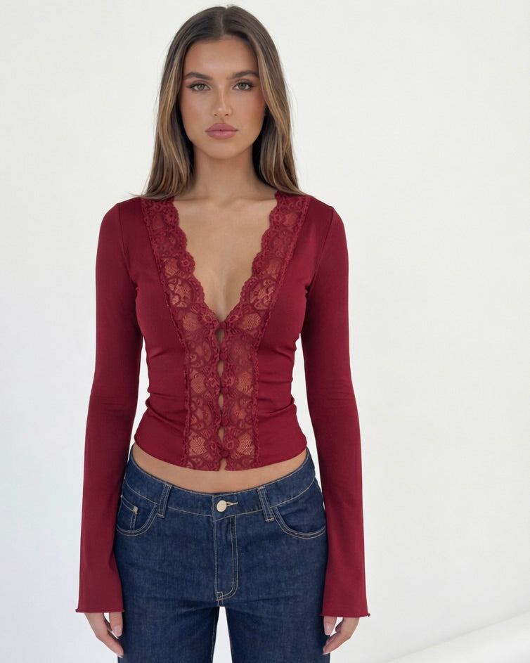 AMARA | Long Sleeve Lace Muse Top