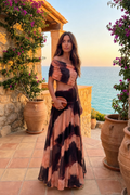 Orange and Brown Printed Toledo Dress