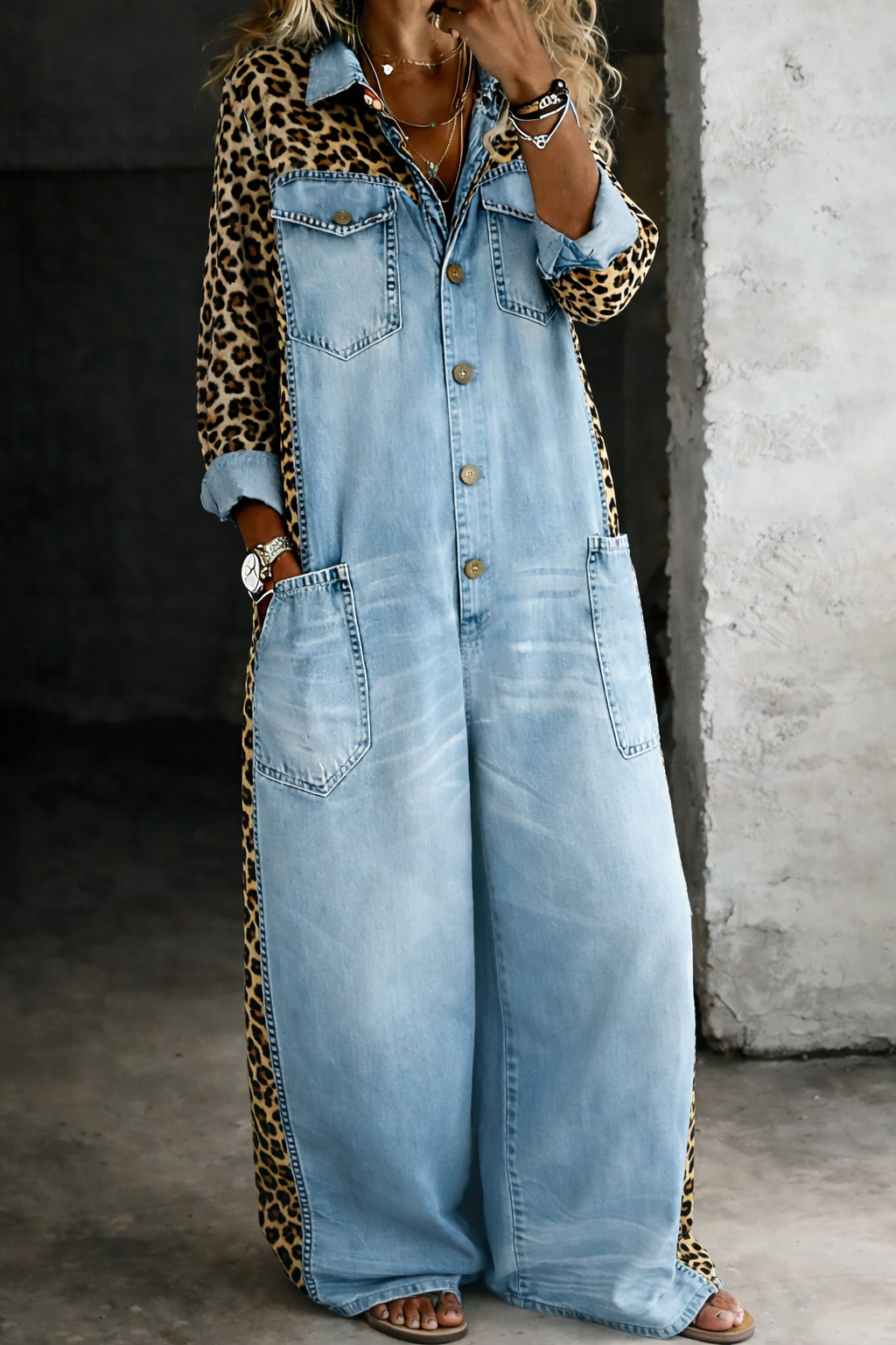 Amanda™ | Denim shirt jumpsuit