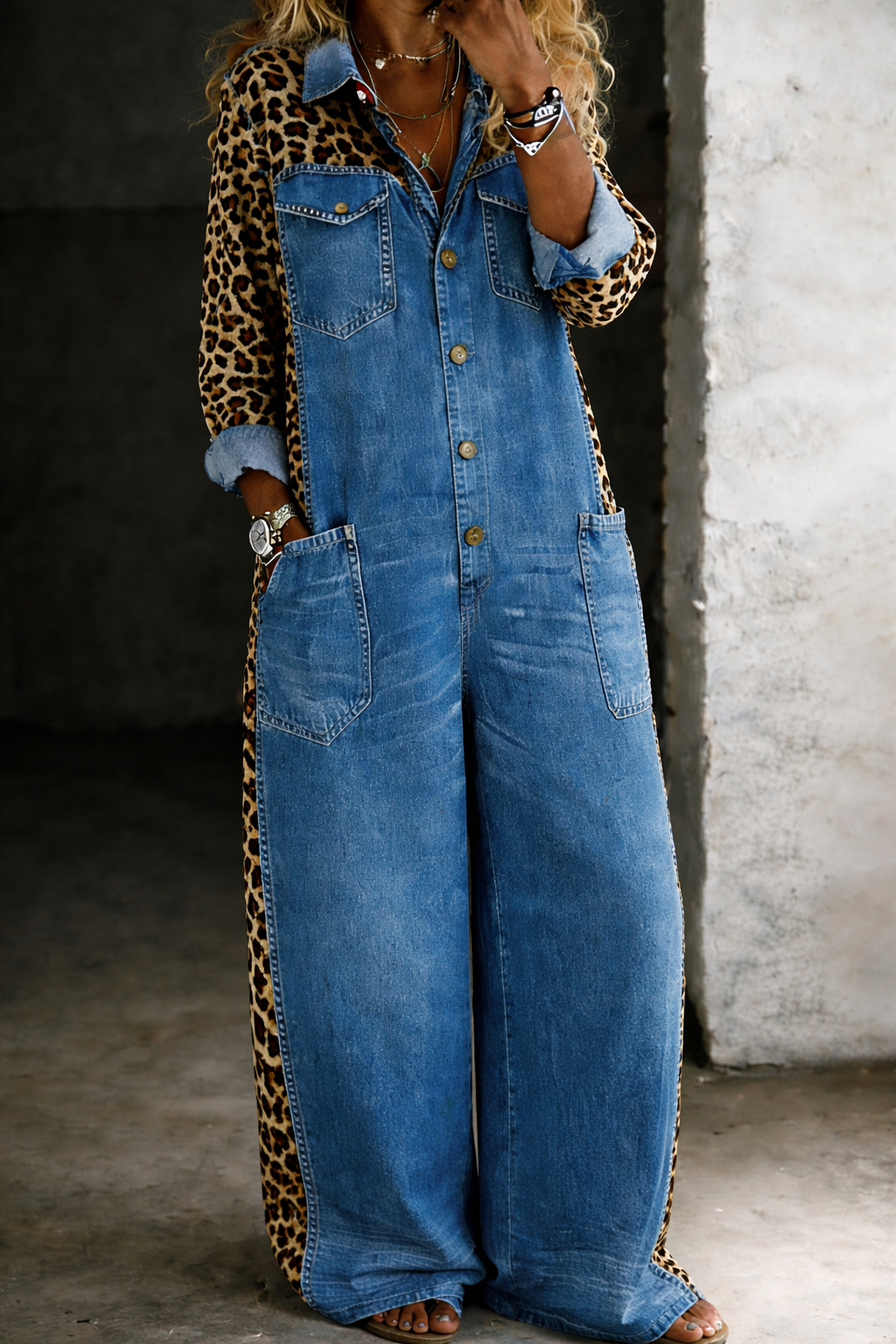 Amanda™ | Denim shirt jumpsuit