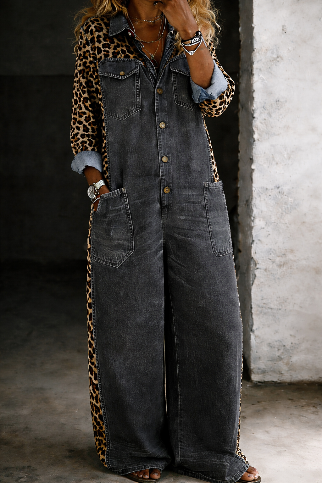 Amanda™ | Denim shirt jumpsuit