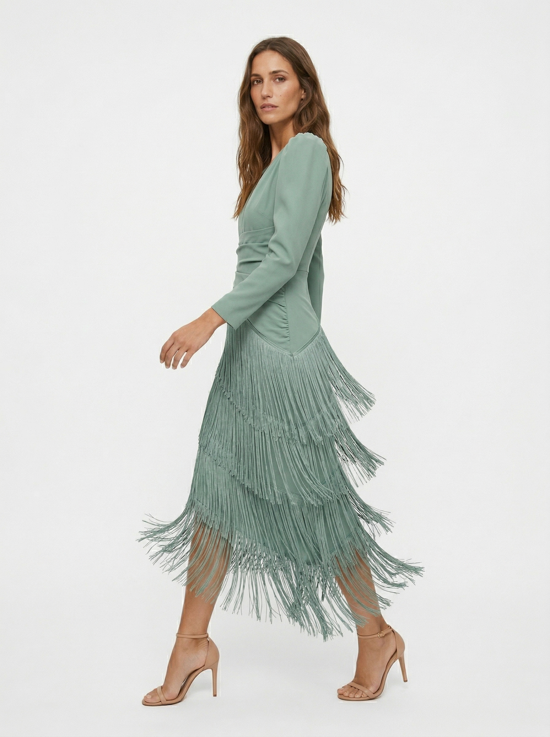 Clara | Elegant Fringe Dress with Sleeves