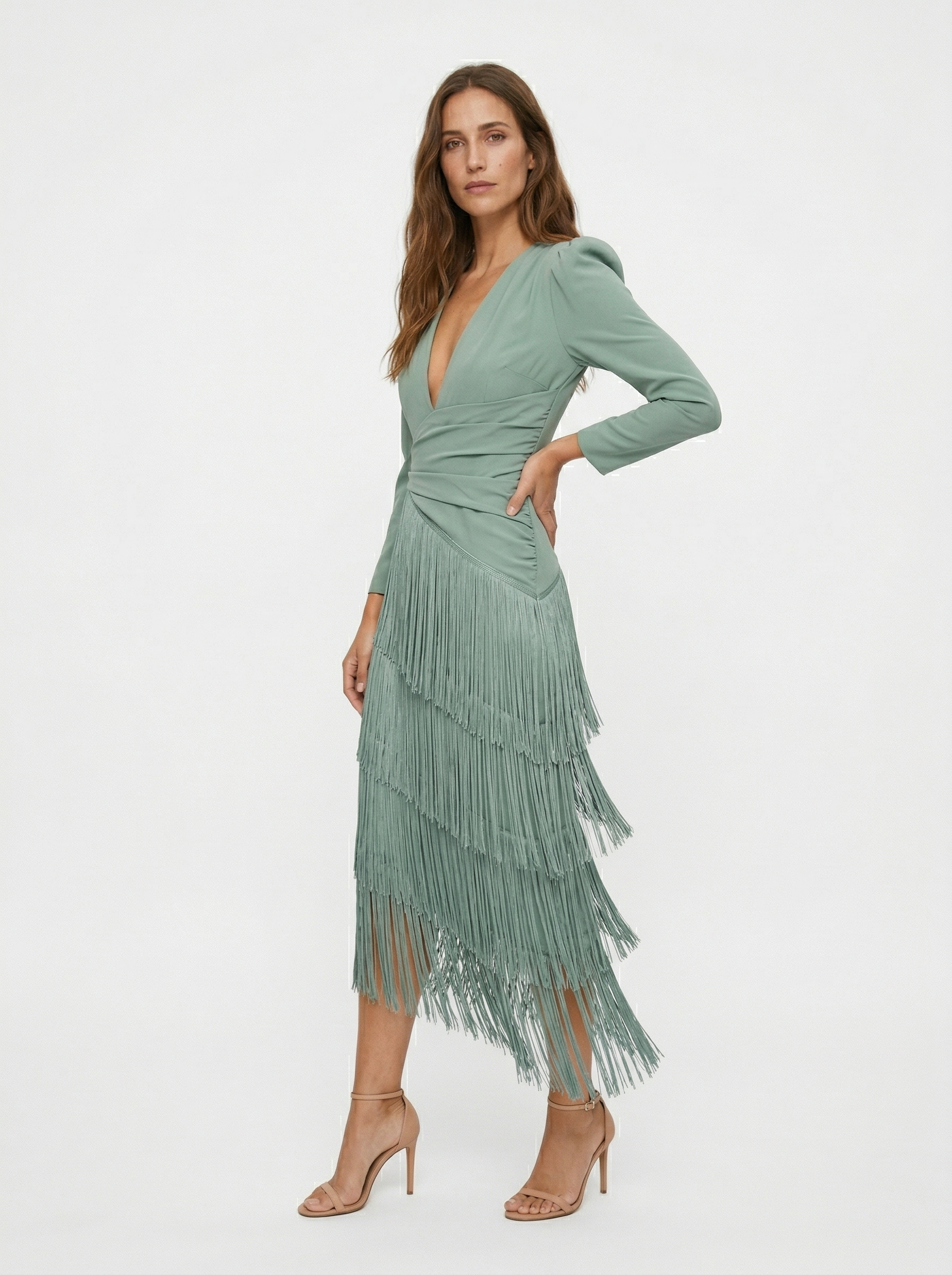 Clara | Elegant Fringe Dress with Sleeves