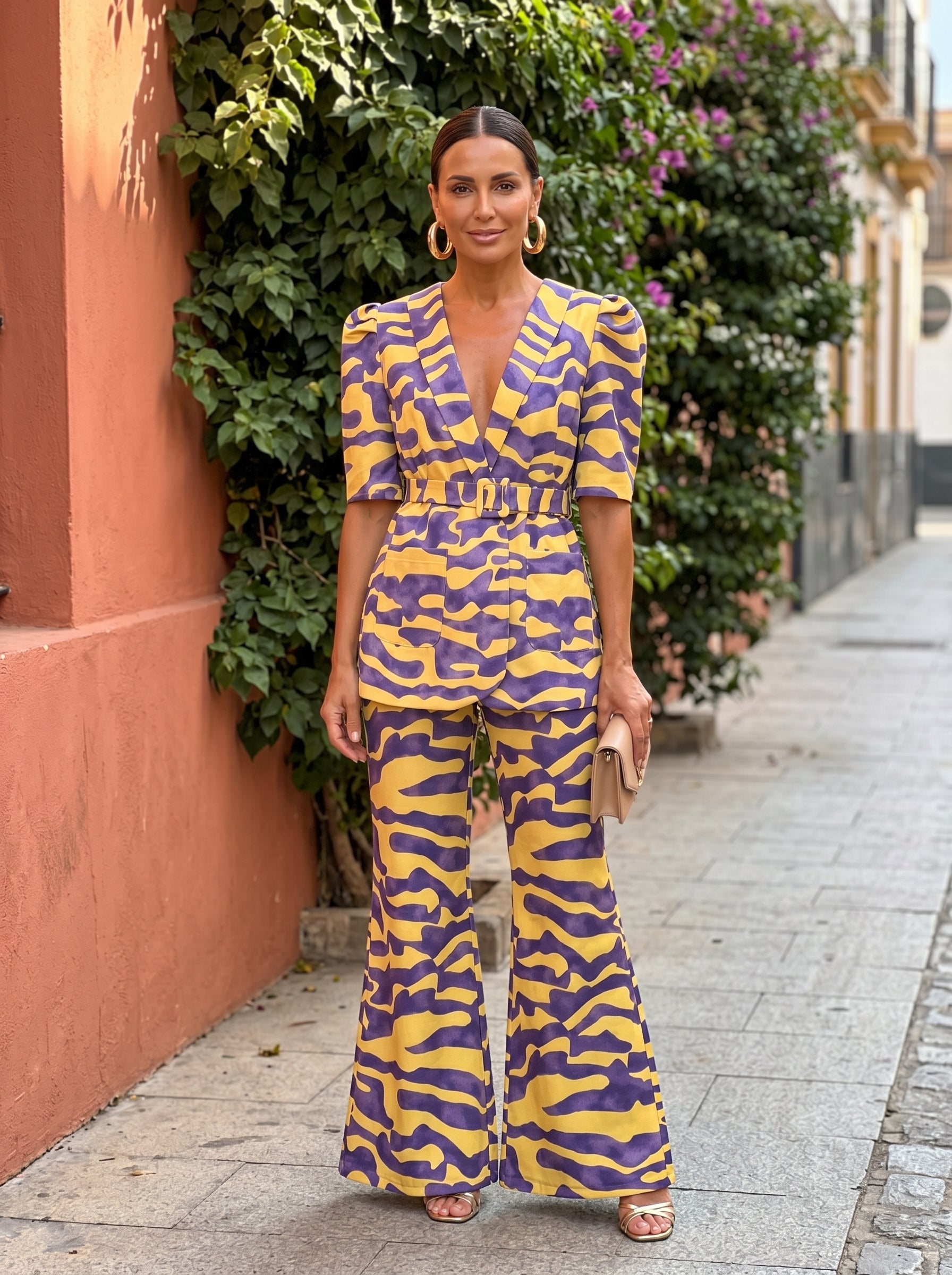 Lavinia | Flowy peplum blazer and palazzo pants set