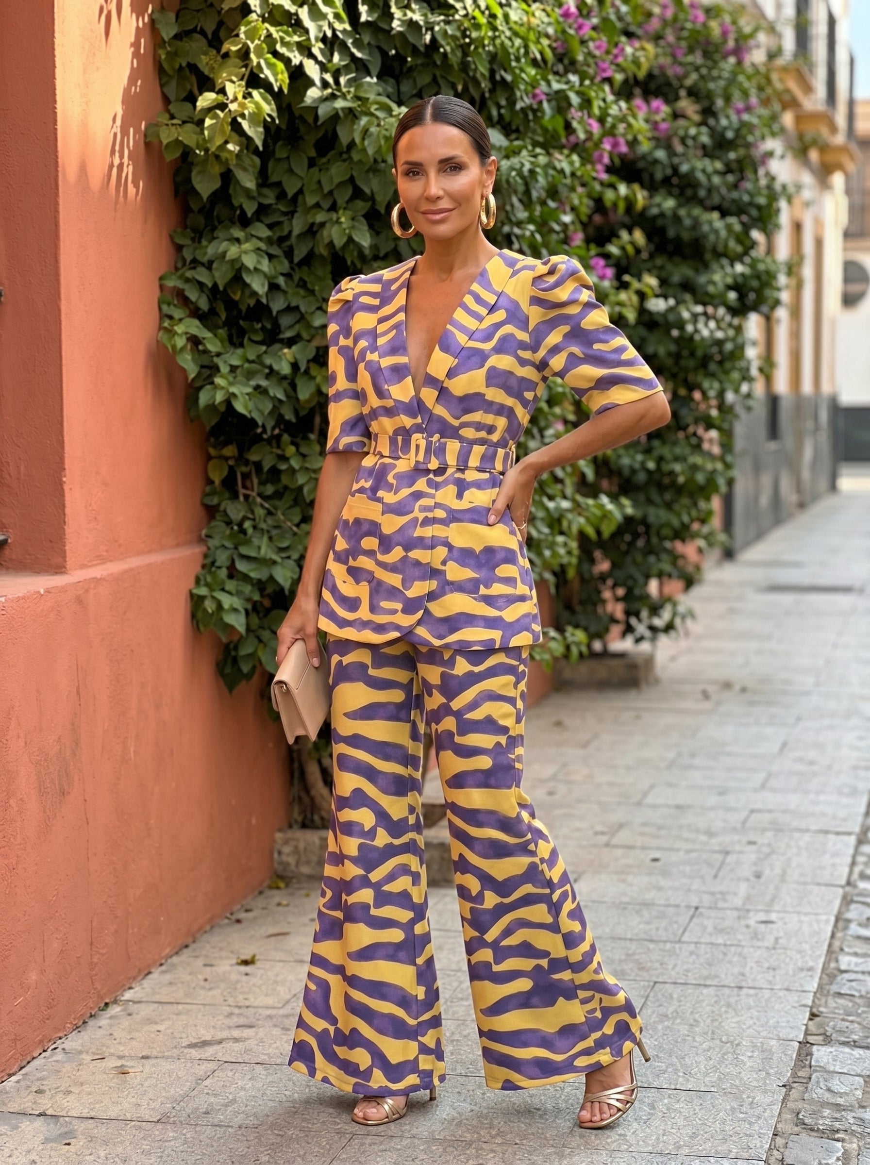 Lavinia | Flowy peplum blazer and palazzo pants set