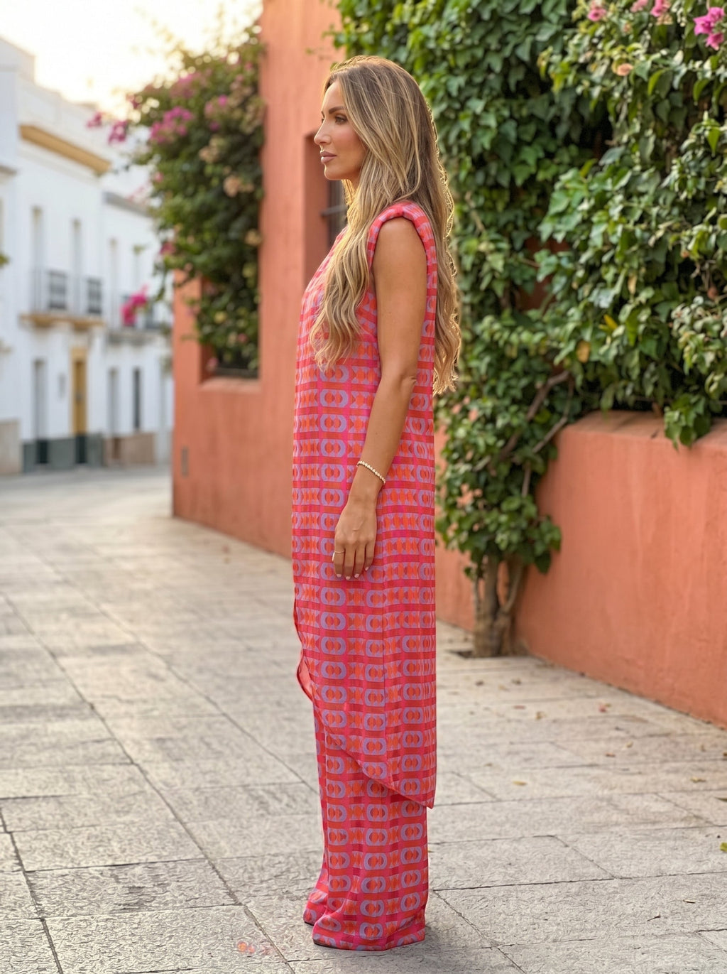 Vera | Fluid Tunic and Palazzo Pants Set with Retro Print