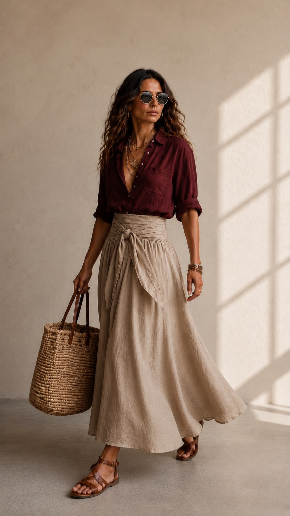 Vera™ | Two-Piece Set: Black Top and Olive Green Midi Skirt