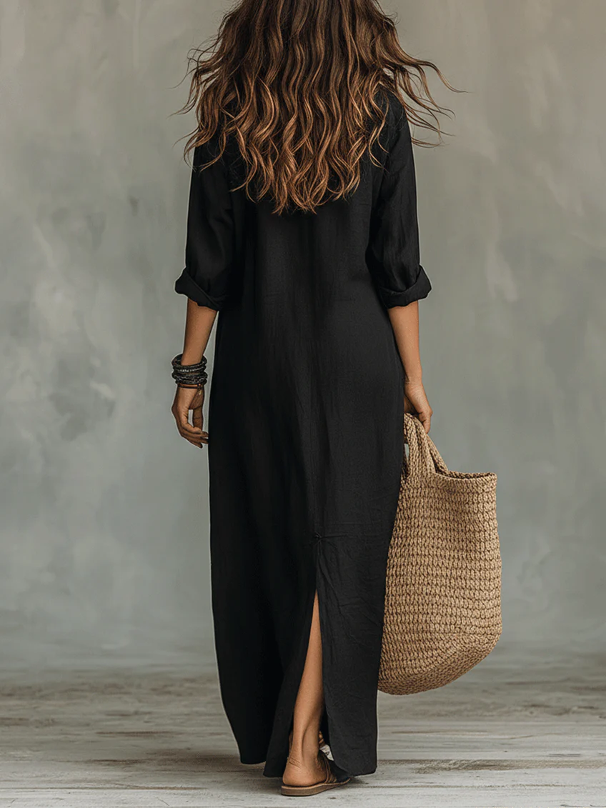 Soline™ | Loose-fit Button-down Maxi Dress – Effortless Elegance