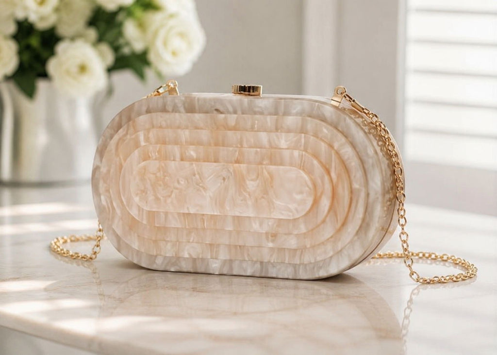 Marble-effect handbag